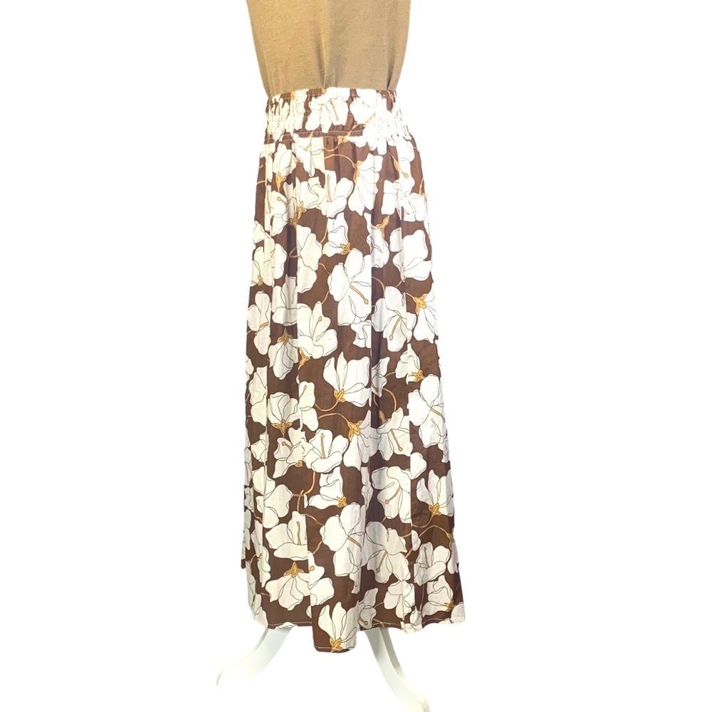 Faithfull the Brand Medium Kiera Floral Midi Skirt Hibiscus Bastia Elastic Waist - Picture 8 of 14